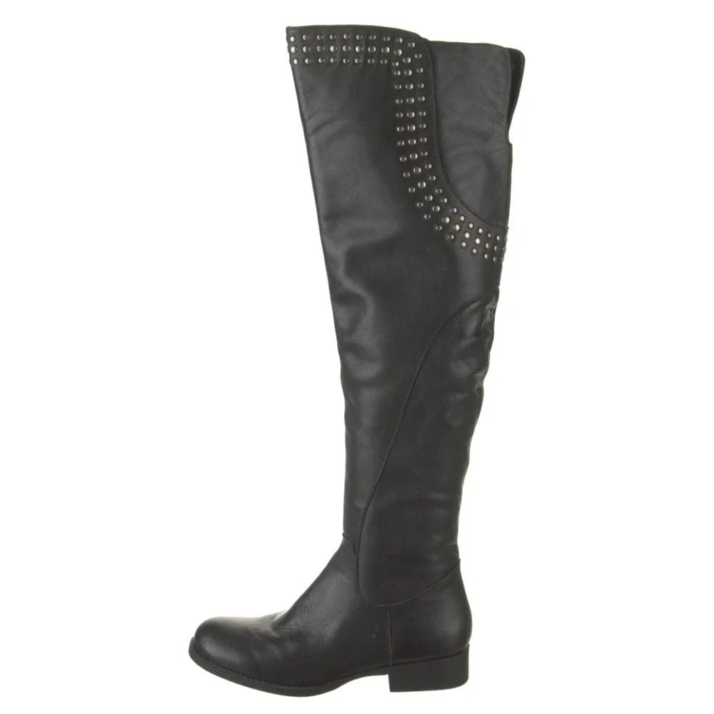 Matisse Thunder Road Black Leather Studded Over the Knee‎ Boots 6.5